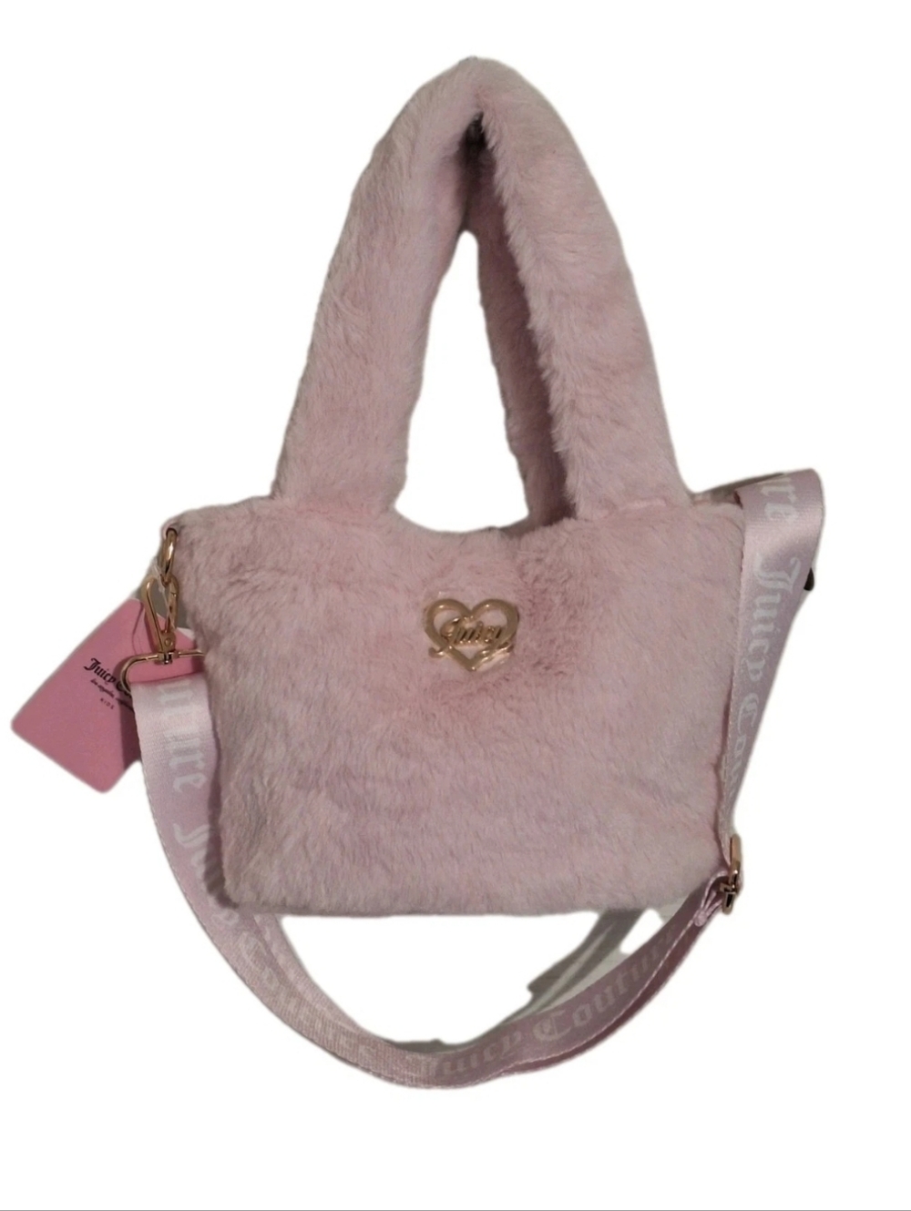 Juicy Couture Kids Blush Fluffy Mini Tote Bag Purse Pink TikTok Viral Brand NWT